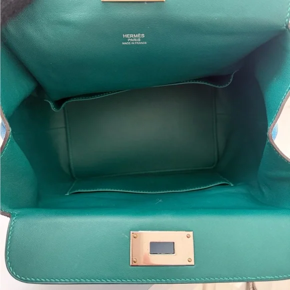 New Hermès Toolbox 20 Bleu Swift Leather Full Set Palladium Hardware Bag - Picture 13 of 16